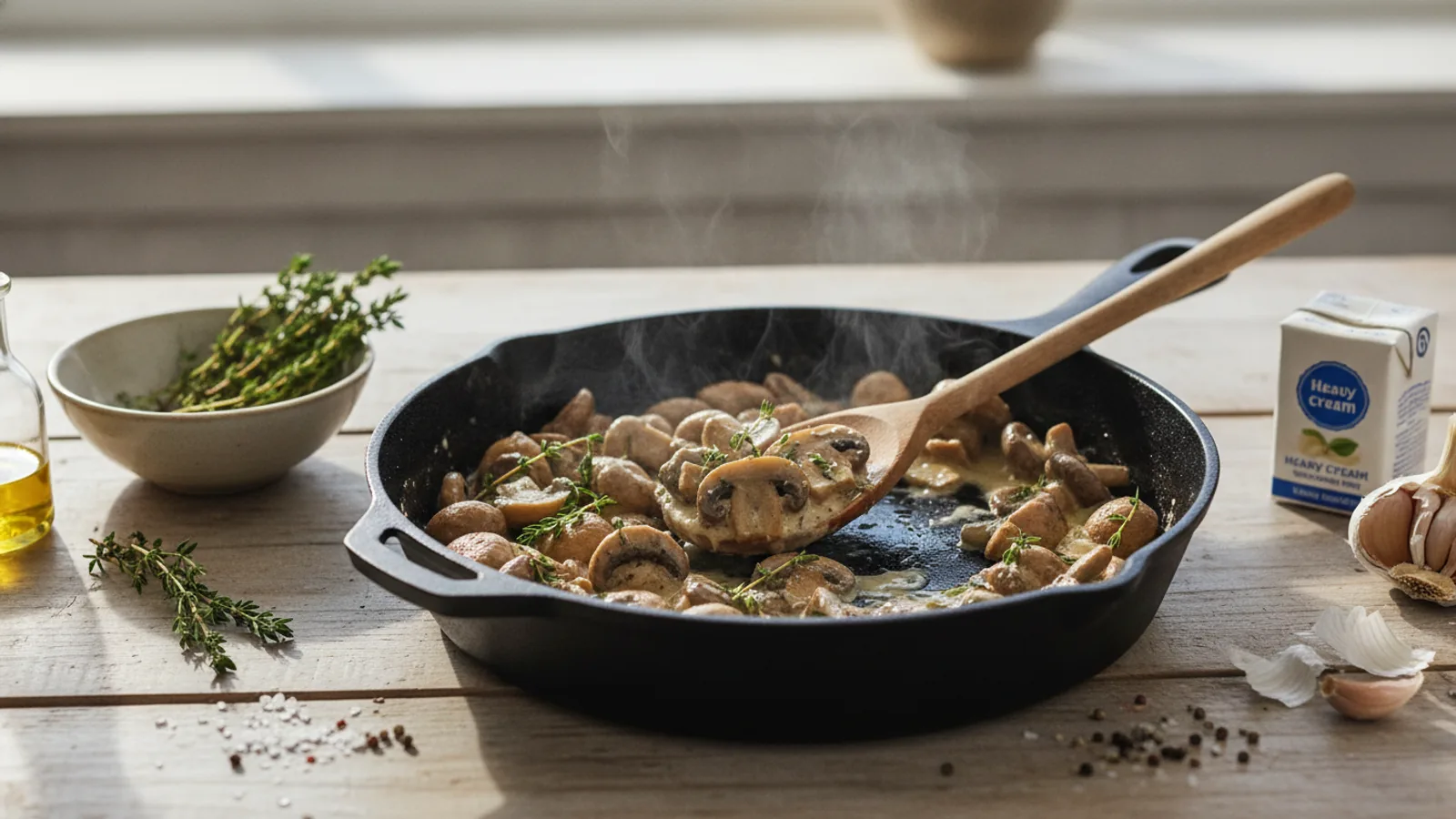 Mushroom Skillet With Thyme And Cream